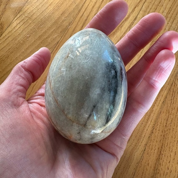 Labradorite polished gray sparkly rock egg-shaped gemstone marbled treasure 3” - Picture 7 of 7